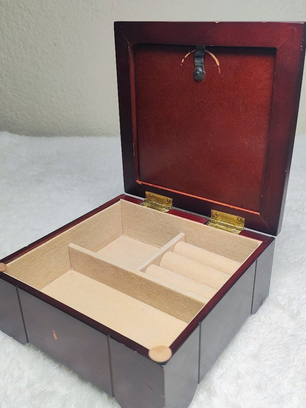 Wooden Burgundy Color Jewelry Box